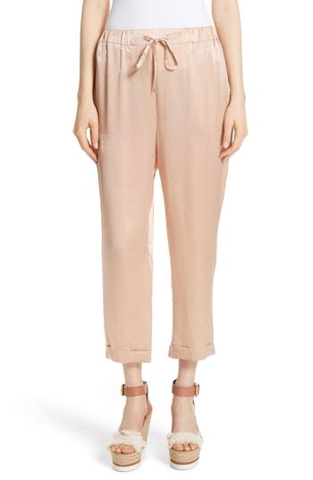 Women's Mes Demoiselles Fester Silk Ankle Pants Us / 34 Fr - Beige