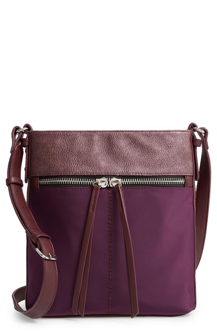 Sondra Roberts Colorblock Faux Leather Crossbody Bag - Purple