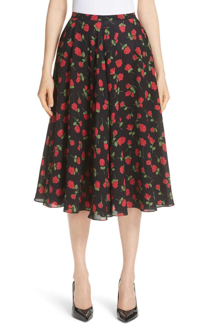 Women's Michael Kors Rose Print Silk Georgette Dance Skirt