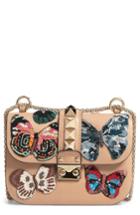 Valentino Small Lock Beaded Butterfly Leather Shoulder Bag -