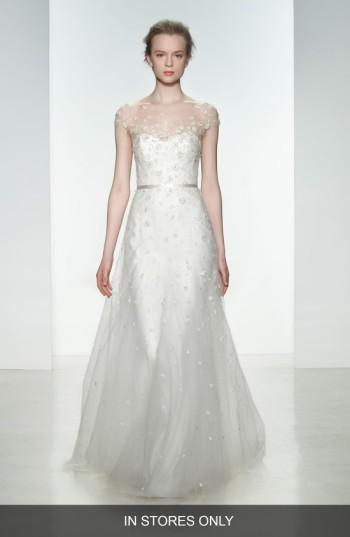 Women's Christos Bridal Ellie Embellished Illusion Neck Tulle Gown