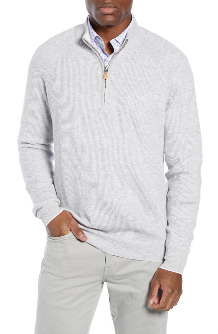 Men's Peter Millar Classic Fit Cashmere & Linen Sweater - Grey