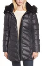 Women's Marc New York Faux Fur Trim Puffer Jacket - Black