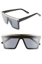 Women's Quay Australia Hindsight 150mm Shield Sunglasses - Black Gold / Smoke