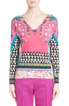 Women's Etro Geo Silk & Cashmere Sweater Us / 42 It - Pink