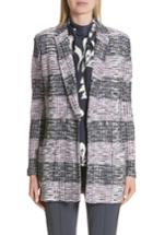 Women's St. John Collection Anna Plaid Double Breasted Blazer - Grey