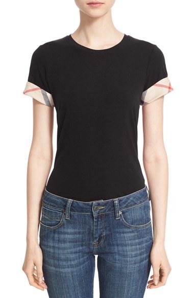 Women's Burberry Check Trim Tee