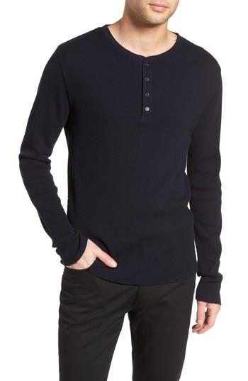 Men's Vince Thermal Knit Long Sleeve Henley T-shirt - Blue