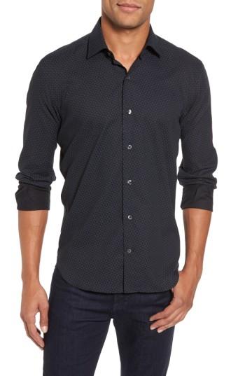 Men's Culturata Slim Fit Geo Print Twill Sport Shirt - Black