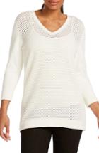 Women's Foxcroft Presley Perforated Stitch Sweater - Ivory