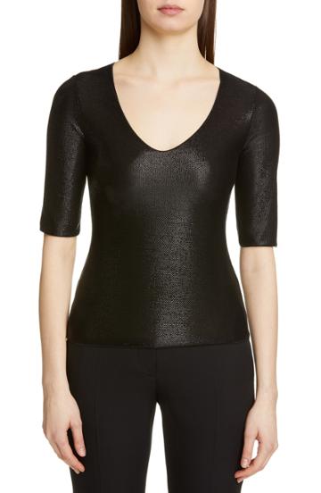 Women's Emporio Armani Metallic Jersey Tee Us / 50 It - Black