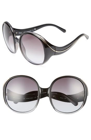Women's Chloe Nelli 59mm Gradient Lens Round Sunglasses - Gradient Black