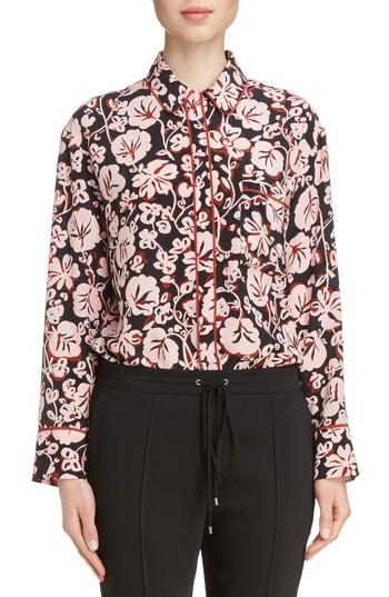 Women's Kenzo Floral Print Silk Shirt Us / 42 Fr - Pink