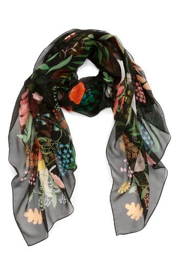Women's Karen Mabon Little Red Riding Hood Silk Scarf, Size - Black