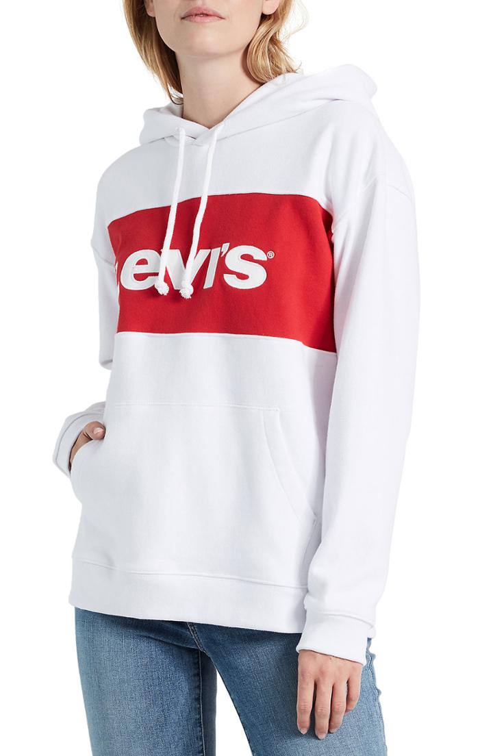 Women's Levi's Logo Colorblock Hoodie - White