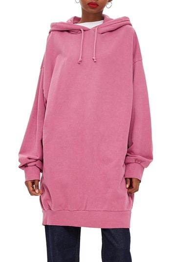 Women's Topshop Longline Hoodie - Pink