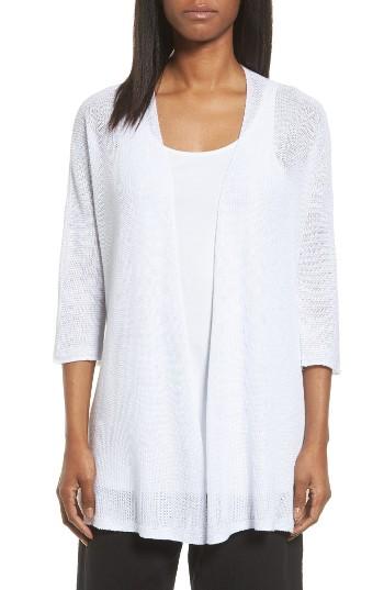 Women's Eileen Fisher Organic Linen Kimono Cardigan - White