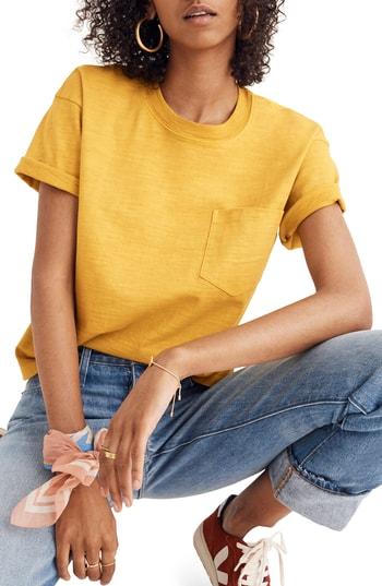Women's Madewell Garment Dyed Easy Crop Tee, Size - Yellow