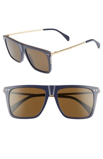 Women's Celine 54mm Flat Top Sunglasses - Navy/ Brown