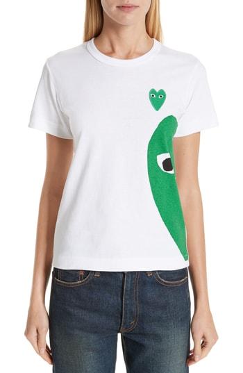 Women's Comme Des Garcons Play Half Heart Graphic Tee - White