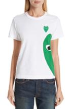 Women's Comme Des Garcons Play Half Heart Graphic Tee - White