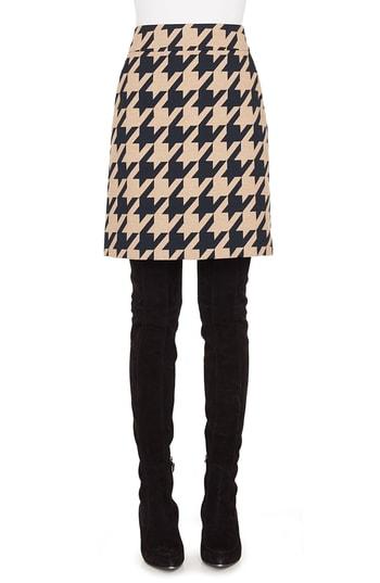 Women's Akris Punto Houndstooth Jacquard Skirt - Beige