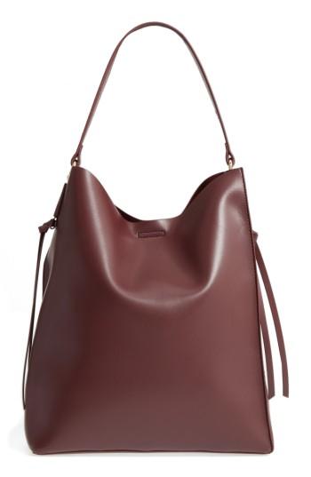 Sole Society Faux Leather Bucket Bag & Zip Pouch - Burgundy