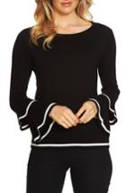Women's Cece Tiered Bell Sleeve Sweater - Black
