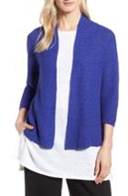 Women's Eileen Fisher Simple Organic Linen & Cotton Cardigan, Size - Blue