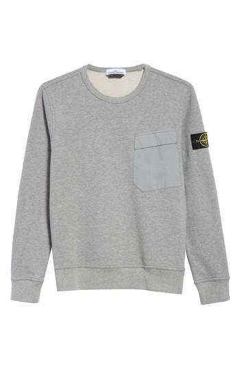 Men's Stone Island Pocket Sweatshirt, Size - Grey