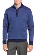 Men's Peter Millar Birdseye Merino Wool Quarter Zip Sweater - Blue