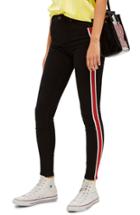 Women's Topshop Jamie Airtex Stripe Moto Jeans W X 30l (fits Like 24w) - Black