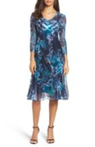 Petite Women's Komarov Chiffon A-line Dress P - Blue