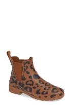 Women's Hunter Original Leopard Print Refined Chelsea Rain Boot M - Brown