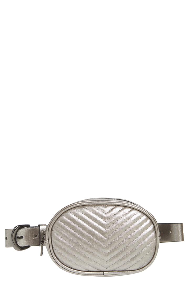 Steve Madden Chevron Quilted Metallic Faux Leather Belt Bag -