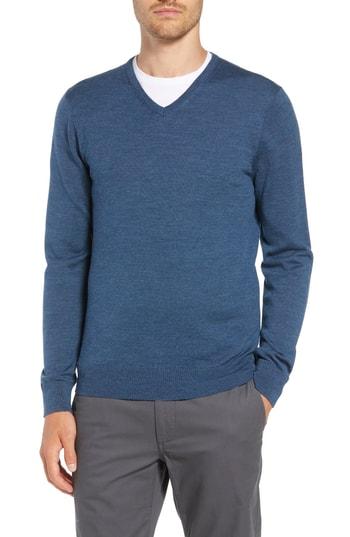 Men's Bonobos Slim Fit V-neck Merino Wool Sweater - Blue