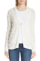 Women's St. John Collection Tufted Knit Cardigan, Size - Ivory