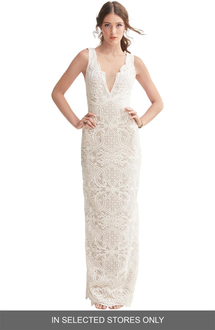 Women's Willowby Gypsie Lace Column Wedding Dress, Size In Store Only - Ivory