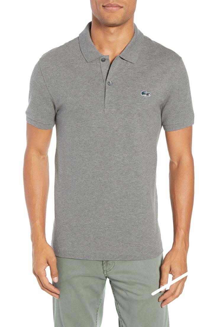 Men's Lacoste Slim Fit Stretch Mini Pique Polo (s) - Grey
