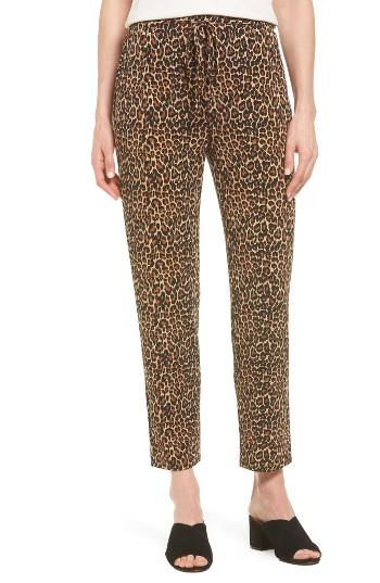 Women's Chaus Leopard Print Drawstring Pants - Brown