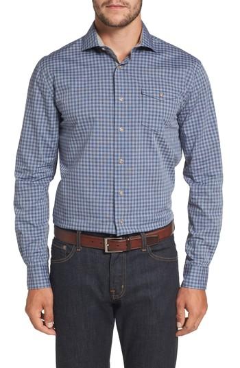 Men's Johnnie-o Red Rocks Check Sport Shirt, Size - Blue