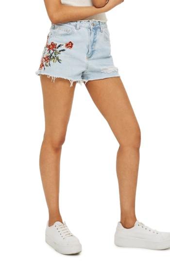 Women's Topshop Embroidered Mom Shorts