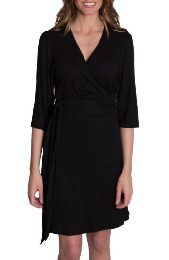 Women's Udderly Hot Mama 'whimsical' Nursing Wrap Dress (12-14 Us) - Black