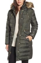 Women's Michael Michael Kors Down Parka With Faux-fur Trim - Green