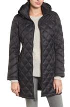 Women's Michael Michael Kors Logo Packable Puffer Coat With Detachable Hood - Black