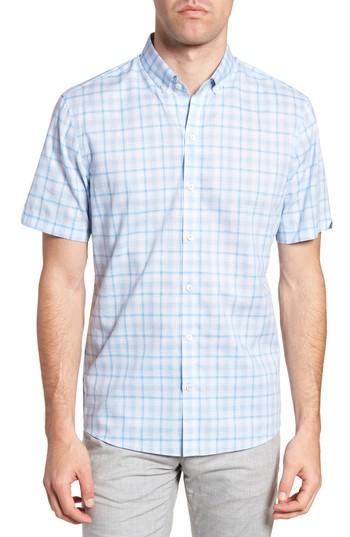 Men's Zachary Prell Kin Trim Fit Grid Plaid Sport Shirt - Blue