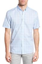 Men's Zachary Prell Kin Trim Fit Grid Plaid Sport Shirt - Blue