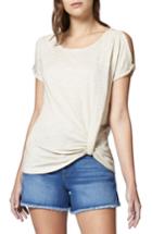 Women's Sanctuary Adrienne Side Twist Cotton Blend Top, Size - Beige