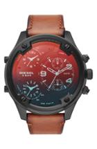 Men's Diesel Boltdown Chronograph Leather Strap Watch, 56mm