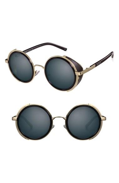 Women's Perverse 'madness' 47mm Round Sunglasses - Black/ Gold/ Black